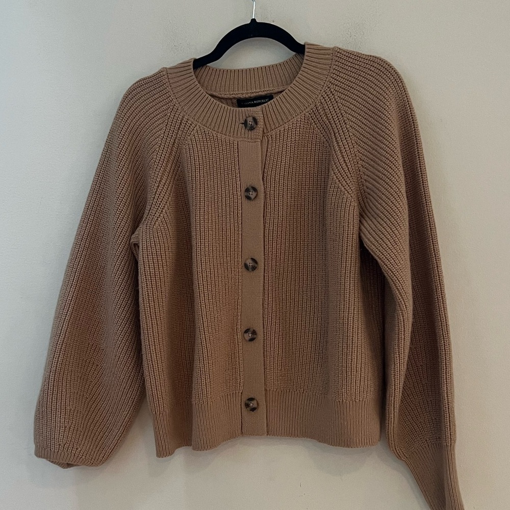 Banana Republic Women's Camel Button-Up Cardigan - Picture 3 of 12